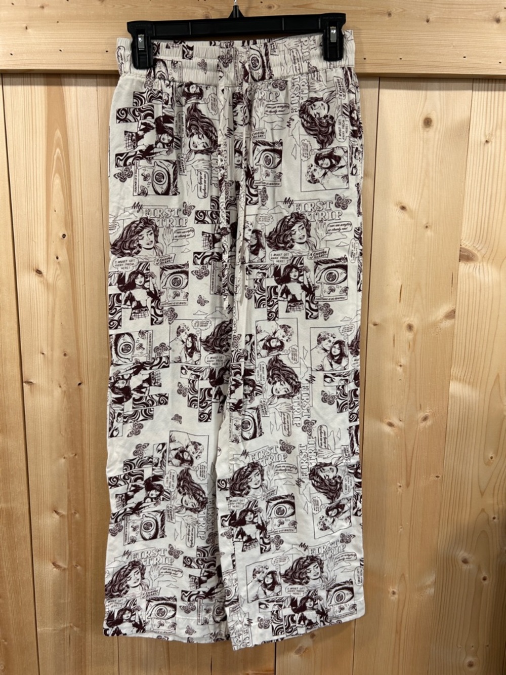 Urban Outfitters My First Trip Comic Book Print Wide Leg Pants, Sm Retro Y2K 90s